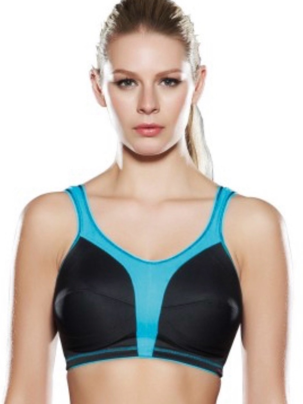 FREYA ACTIVE  WOMEN’S SOFT CUP  SPORTS BRA COOLING 38C BLACK JET BLUE AA4491